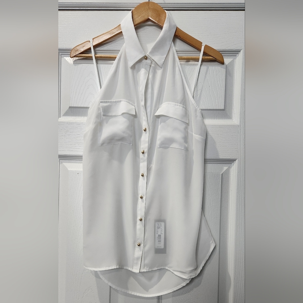 Eva Mendes New York and Co White Size Large Blouse